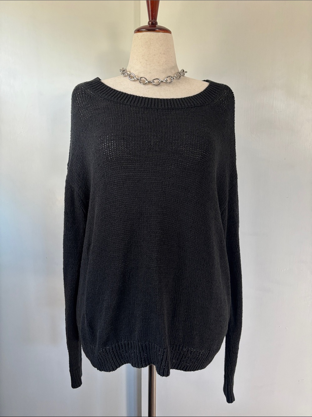 Banana Republic Black Scoop Neck Lightweight Knit Sweater